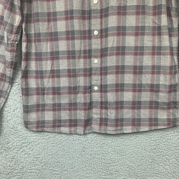 The Normal Brand Shirt Mens Medium Gray Red Plaid Button Flannel Cotton - Picture 3 of 14